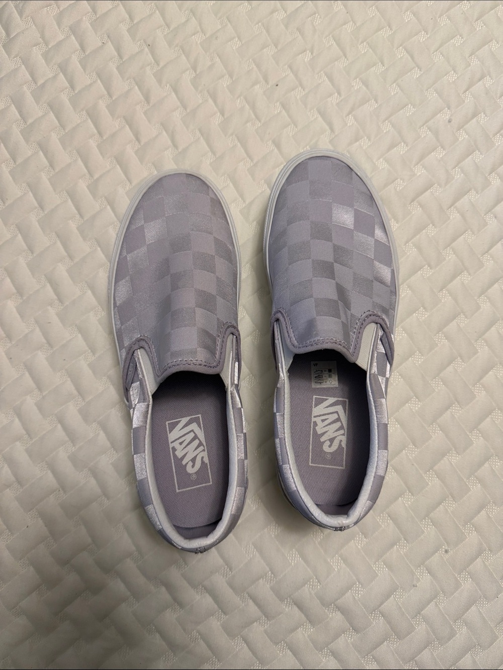 Vans Slip-On platform Checkerboard Sneakers in Light Lavender